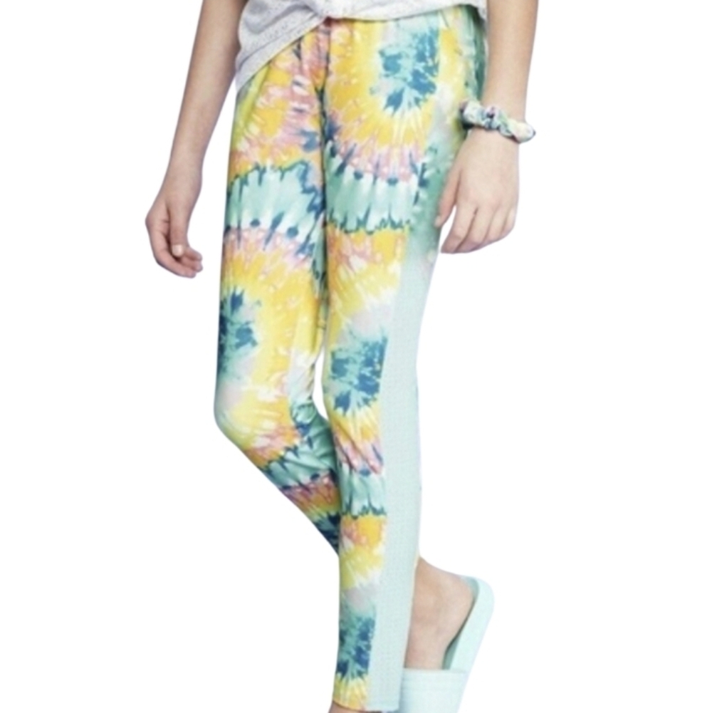 More Than Magic Girls Large 10-12 Bright Rainbow Tie Dye Athletic Leggings